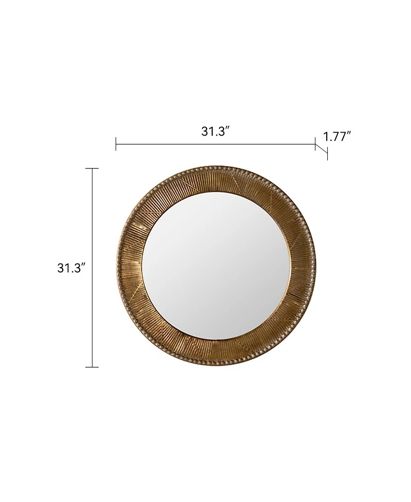 Laoties 31" Round Wall Mirror, Textured Boho Accent Mirror for Living Room, Entryway and Hallway Decor