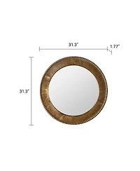 Laoties 31" Round Wall Mirror, Textured Boho Accent Mirror for Living Room, Entryway and Hallway Decor