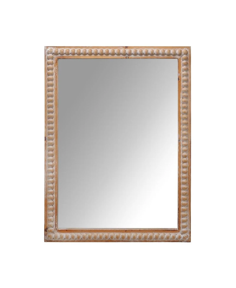Laoties 22" x 30" Farmhouse Beaded Wood Wall Mirror, Rustic Rectangular Vanity Mirror for Bathroom and Entryway