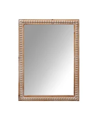 Laoties 22" x 30" Farmhouse Beaded Wood Wall Mirror, Rustic Rectangular Vanity Mirror for Bathroom and Entryway