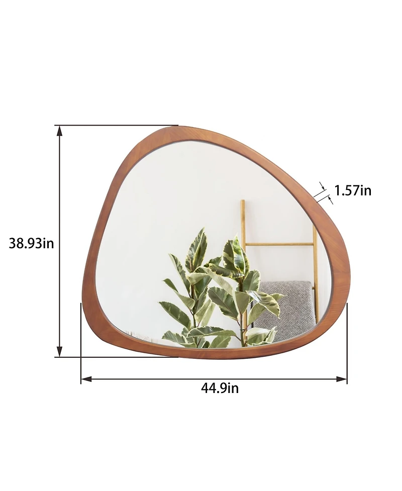 Laoties 45" Asymmetrical Solid Pine Wood Wall Mirror, Large Decorative Mirror for Living Room