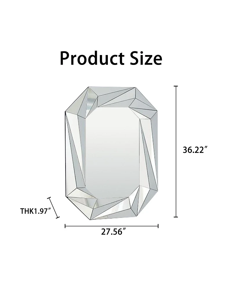 Laoties Diamond Wall Mirror, Modern Frameless Accent Mirror for Living Room, Entryway and Bathroom