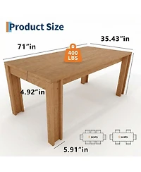 homfan 63 Inch Farmhouse Dining Table for 4 to 6, Rectangular Retro Kitchen Table for Living Room