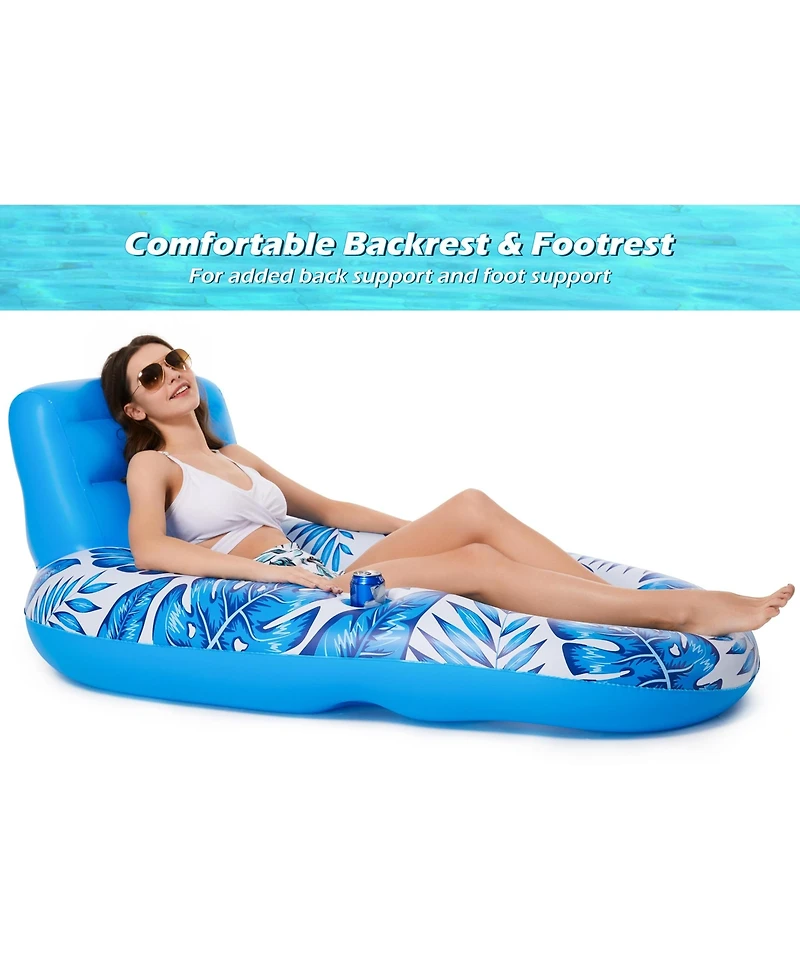 Aofar Inflatable Pool Float Lounger Chair Cup Holders