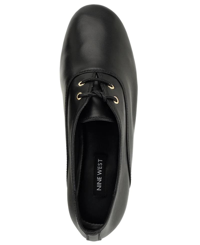 Nine West Women's Jazzy Leather Lace-Up Oxford Flats