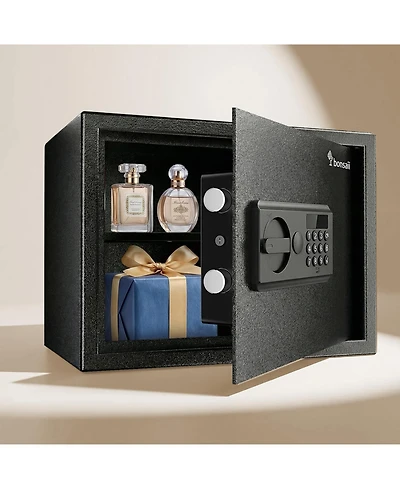 Bonsaii 0.6 Cu Ft Money Safe Box with Indicator Light Keypad, Type-c Emergency Power, Dual Steel Bolts and Removable Shelf for Home/Office