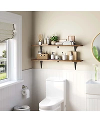Slickblue Set of 2 Floating Shelves for Wall with Metal Brackets for Display