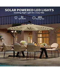 homfan 10Feet Offset Cantilever Umbrella, Waterproof Uv-Resistant, Adjustable Tilt, Steel Frame and Cross Base for Deck, Pool, Backyard