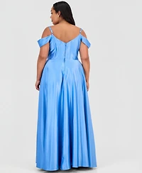 B Darlin Trendy Plus Sweetheart-Neck Satin Gown