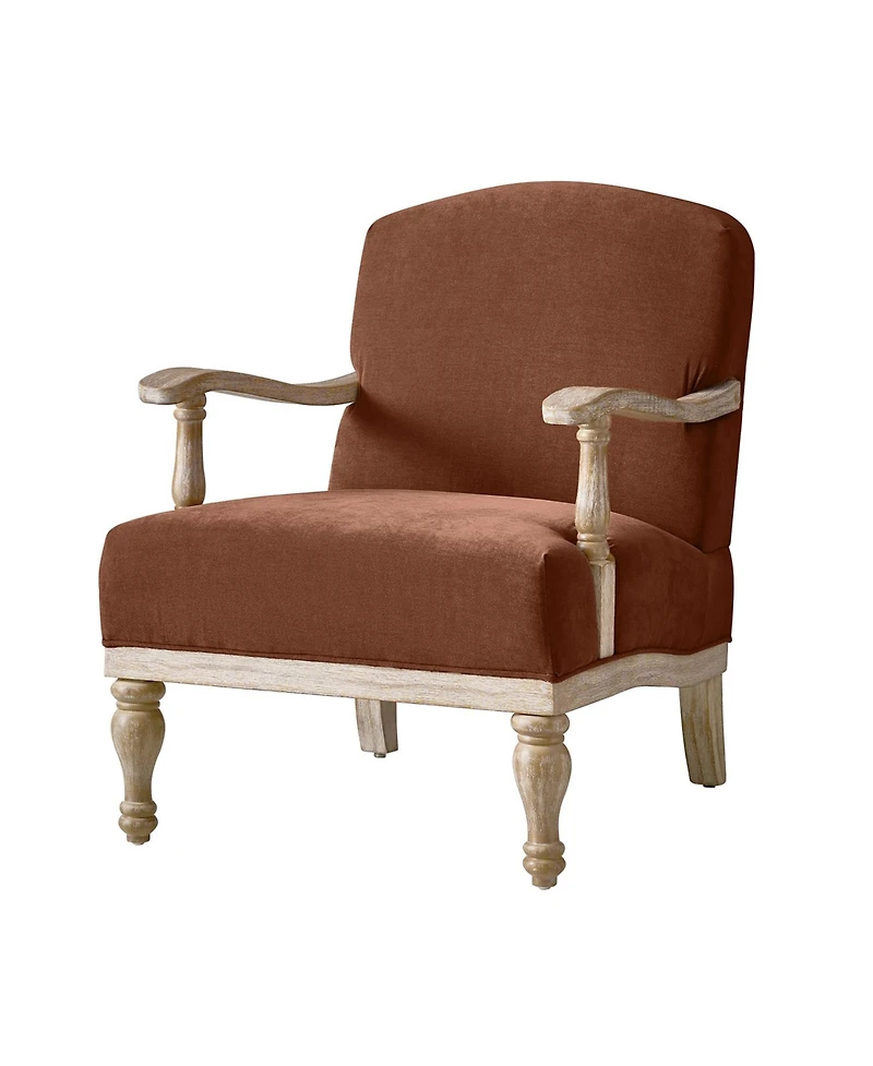 Hulala Home Rift Farmhouse Accent Chair With Solid Wood Armrests