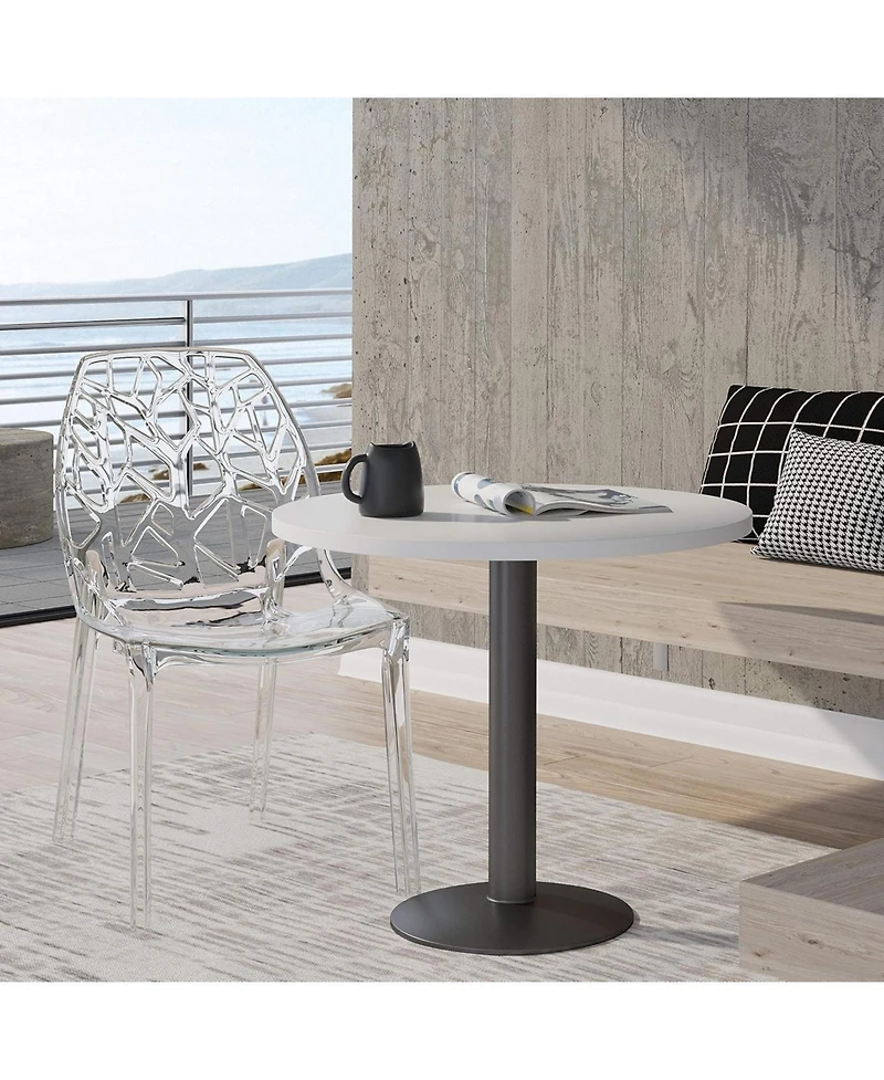 LeisureMod Cornelia Stackable Dining Chair Set of 2 Spring Cut-Out Tree Design Acrylic Accent Side for Kitchen, Living Room, and Area