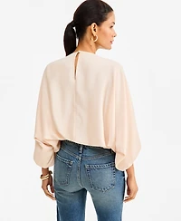 I.n.c. International Concepts Women's Elbow-Sleeve Bubble Boat Neck Blouse, Macy's Exclusive