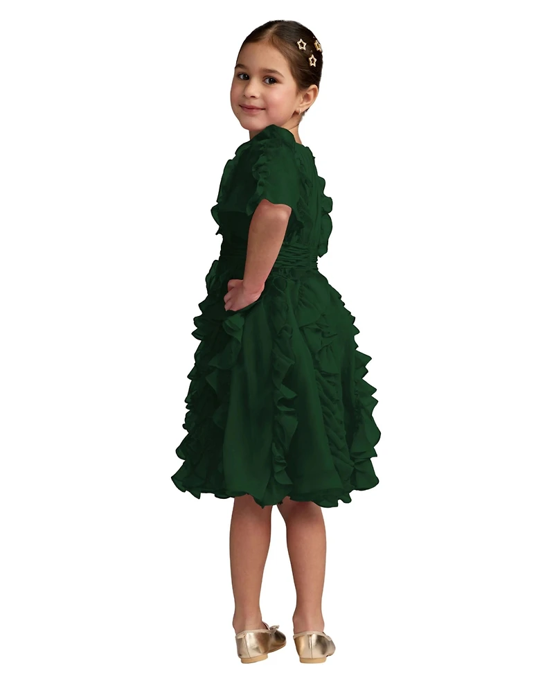Mac Duggal Little Girls High-Neck Ruffle Chiffon Dress