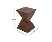 sumyeg Hourglass Twisted Side Table Hand-Finished Artisanal Accent No Assembly Indoor Outdoor