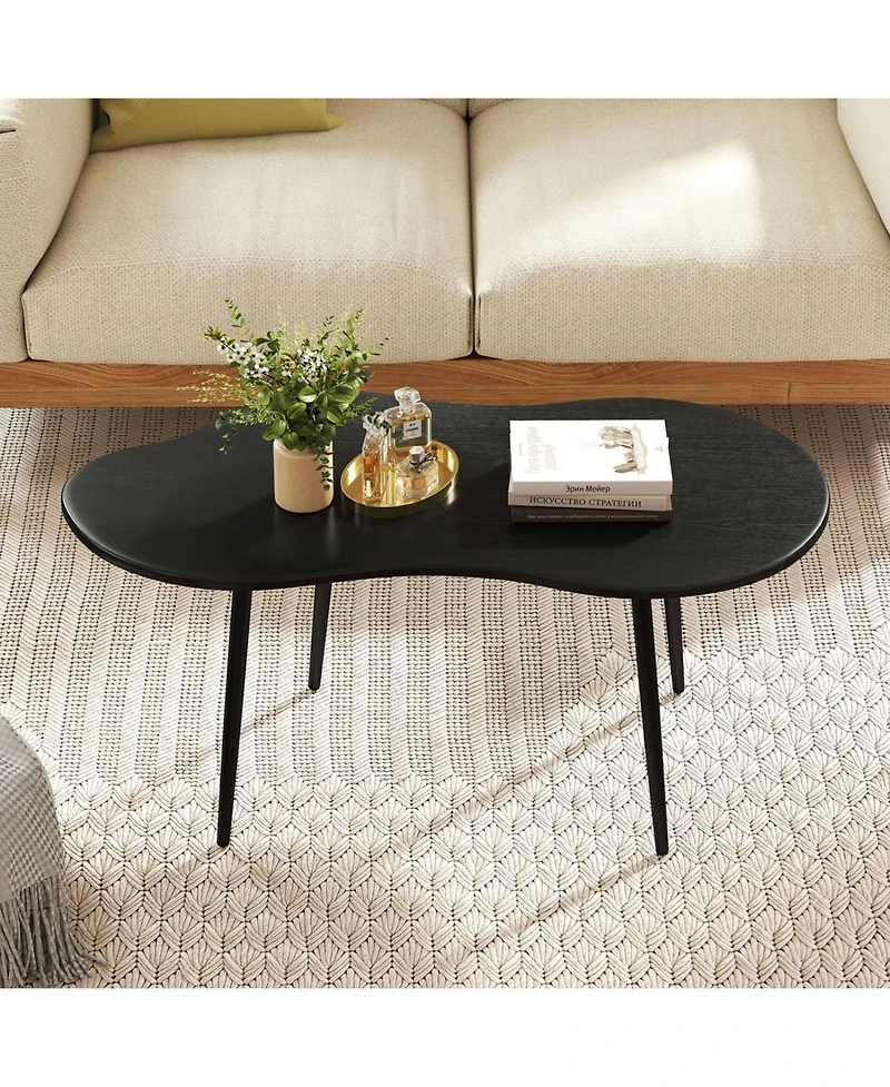Slickblue Modern Cloud-Shaped Center Table with Sturdy Metal Frame Design