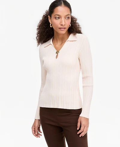 I.n.c. International Concepts Women's Ribbed Hardware V-Neck Sweater, Macy's Exclusive