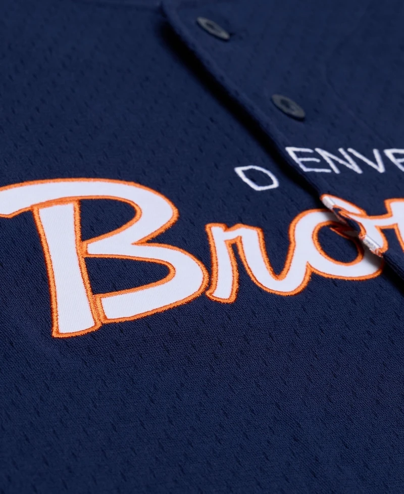Mitchell & Ness Men's Navy Denver Broncos Head Coach Mesh Full-Button Fashion Jersey