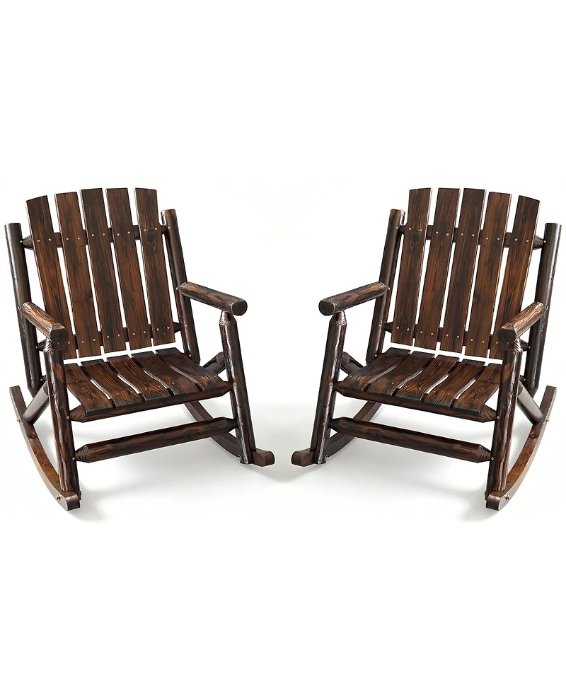 2 Piece Hips All-Weather Outdoor Glider Chair, Single Patio Rocker with Removable Cup Holders