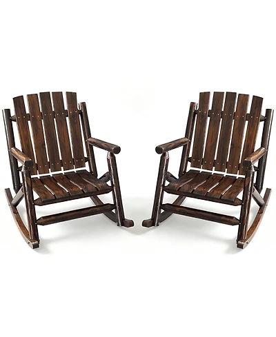 2 Piece Hips All-Weather Outdoor Glider Chair, Single Patio Rocker with Removable Cup Holders