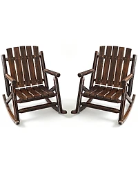 2 Piece Hips All-Weather Outdoor Glider Chair, Single Patio Rocker with Removable Cup Holders