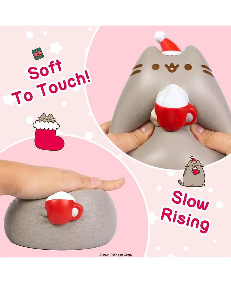 Hamee Squishy Jumbo Toy Pusheen Figure Slow Rising Cute Birthday Gift, Stress Relief, Collectible Deskterior Play Doll - Santa Hat Christmas