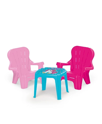 Dolu Unicorn Themed Table and Chairs Set, Plastic Play Desk Furniture for Kids