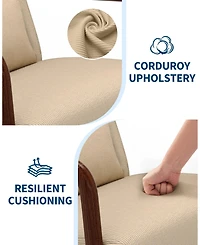 gaomon 2-piece corduroy accent chairs with mid-century design, sturdy wood frame, lumbar pillow, and comfy seating for living room or bedroom.