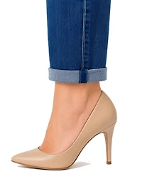 Indigo Poppy Women's Two Button Tummy Tuck High Rise Roll Cuff Skinny