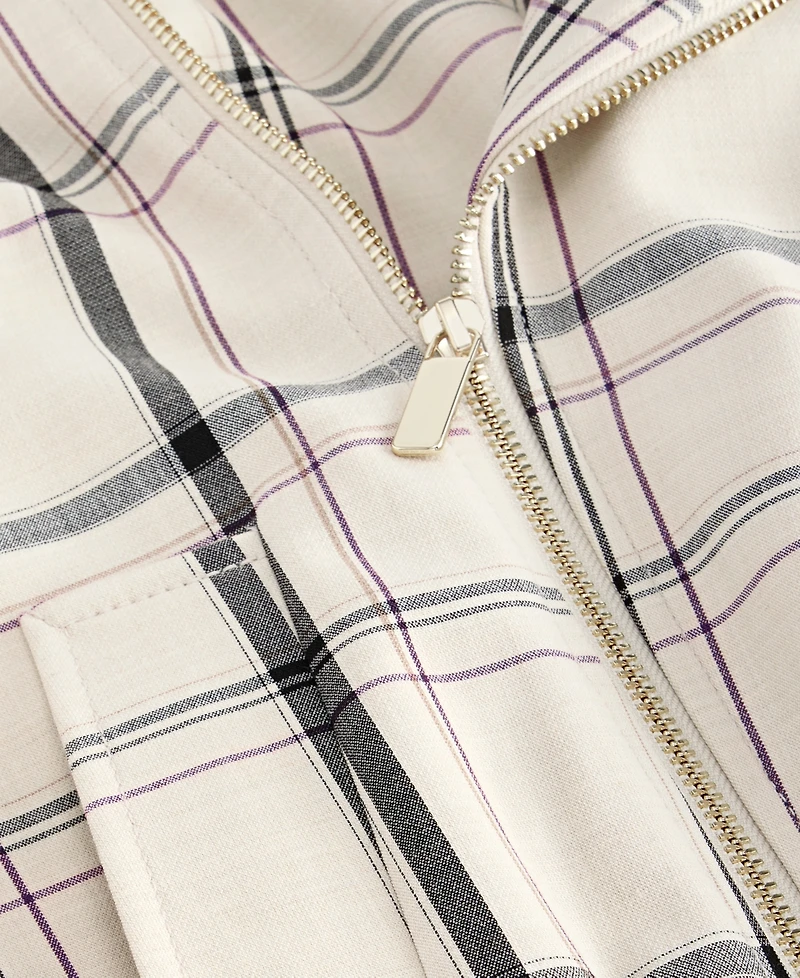 I.n.c. International Concepts Women's Arlee Oversized Plaid Biker Jacket, Macy's Exclusive