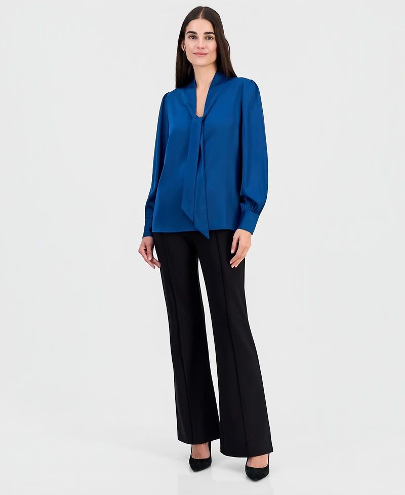 T Tahari Women's Tie-Neck Long-Sleeve Blouse