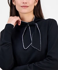T Tahari Women's Contrast-Tipped Bow-Tie Sweater