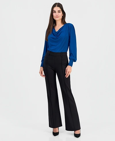 T Tahari Women's Ponte Pintuck Pull-On Pants