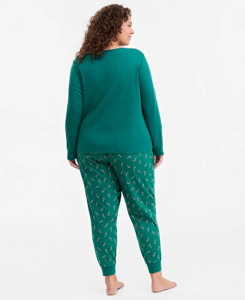 Holiday Lane Plus Santas Cotton Pajama Set