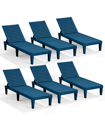 Nestl All-Weather Adjustable Patio Lounge Chairs Set of 6 for Poolside and Backyard