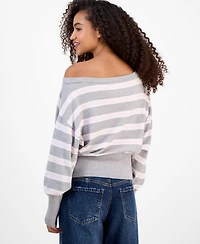 Pink Rose Juniors' Off-The-Shoulder Dropped-Sleeve Sweater