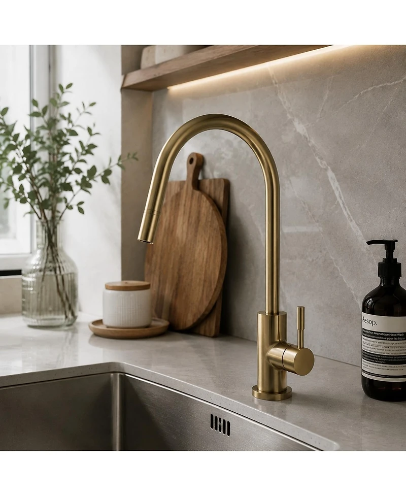 Phying Brushed Gold Faucet Stainless Steel Filter Water Faucet With Solid Brass Valve Anti Rust Durable Purifier Faucet