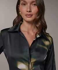 Donna Karan New York Petite Collared Button-Front Blouse