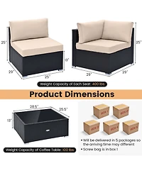 Costway 10 Pieces Patio Rattan Furniture Set Outdoor Wicker Sofa Table Cushioned Seat