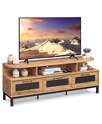 Slickblue Modern Tv Stand with 3 Drawers and Open Shelves