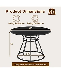 Slickblue Farmhouse Style Round Dining Table 47 Inch Wooden Top for 4 Seats