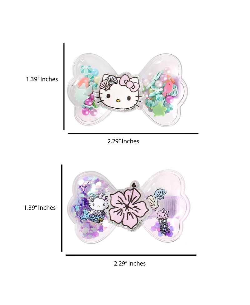 Hello Kitty Mermaid Hair Clips 4-Piece Set Official License, Snap Back Shaker Hair Clips, Sanrio Accessories