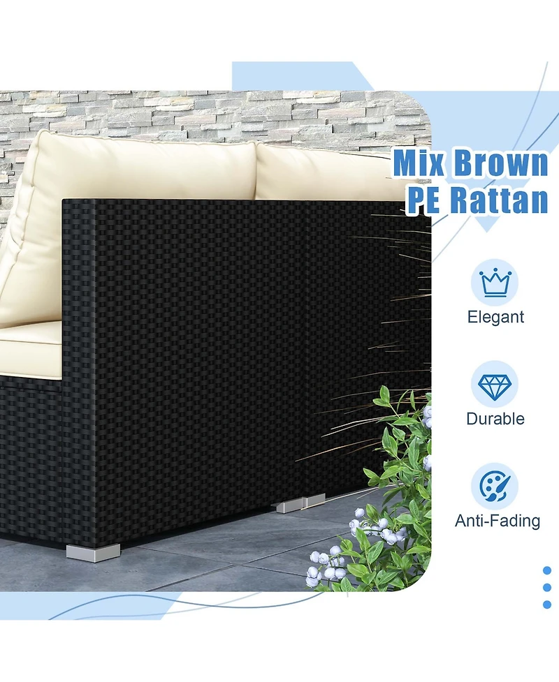 Costway 5 Piece Outdoor Furniture Set with Seat and Back Cushions Acacia Wood Tabletop