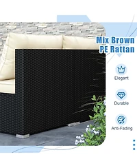 Costway 5 Piece Outdoor Furniture Set with Seat and Back Cushions Acacia Wood Tabletop