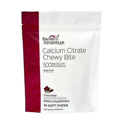Bariatric Advantage Calcium Citrate Chewy Bites 500 Milligram Highly Absorbable and Digestible Vitamin D3 Easily Chewable Calcium Supplement 90 Count