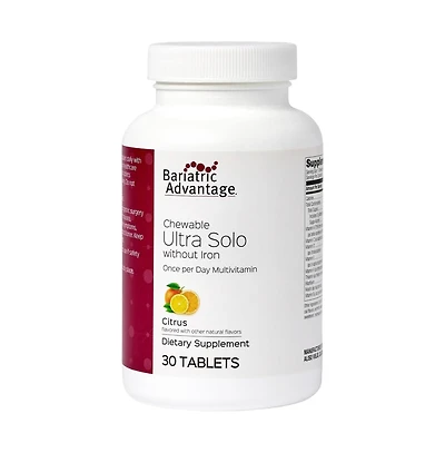 Bariatric Advantage Chewable Ultra Solo Without Iron Once Per Day Daily Multivitamin for Bariatric Surgery Patients 30 Count