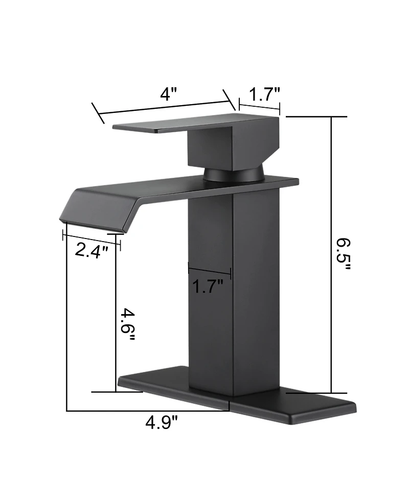 Busdays Single Handle Waterfall Spout Bathroom Faucet for Vanity Sink