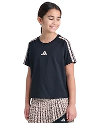 adidas Girls' 8-16 Short-Sleeve Printed 3-Stripe Raglan T-Shirt