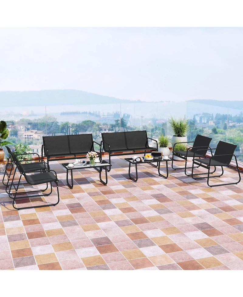 Costway Piece Patio Furniture Set Fabric Lawn Chairs and Loveseat with Coffee Table