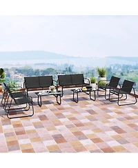 Costway Piece Patio Furniture Set Fabric Lawn Chairs and Loveseat with Coffee Table