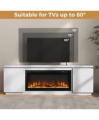 Slickblue Modern Tv Stand with Fireplace and 3 Adjustable Storage Shelves